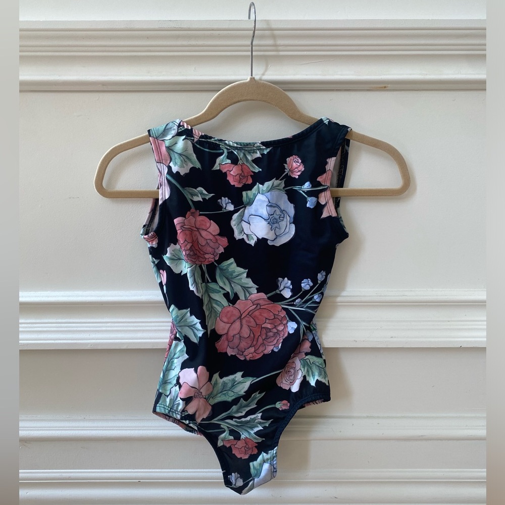 Lucky Leo “Sway - Allure” nylon leotard black floral - Small
